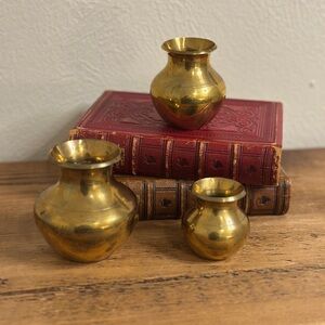Elegant Gold Brass Vases Set